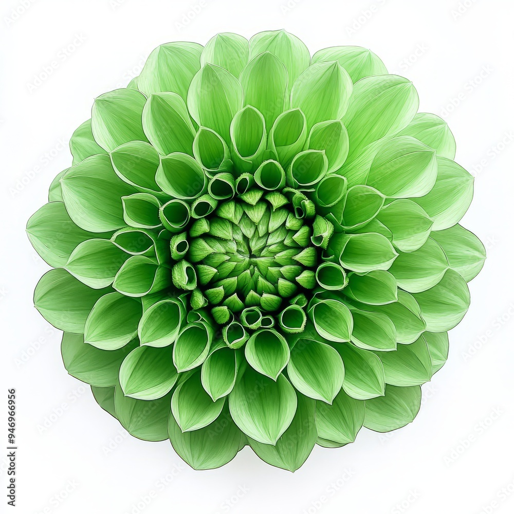 close up of Green dahlia. Flower on a white isolated background close up of Green dahlia. Flower on a white isolated background