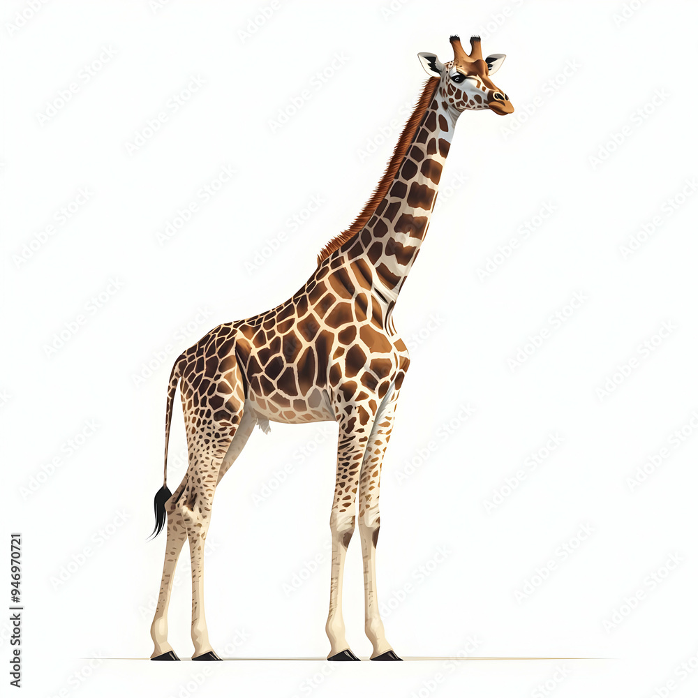 Fototapeta premium Giraffe Standing Isolated on White Background