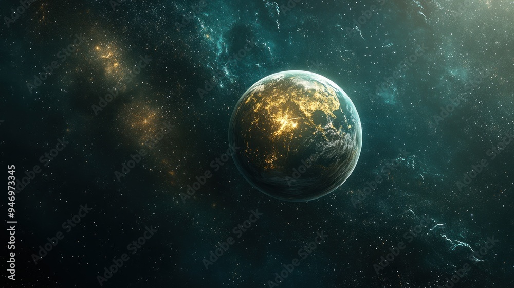 Obraz premium A Planet in a Starry Expanse of Space