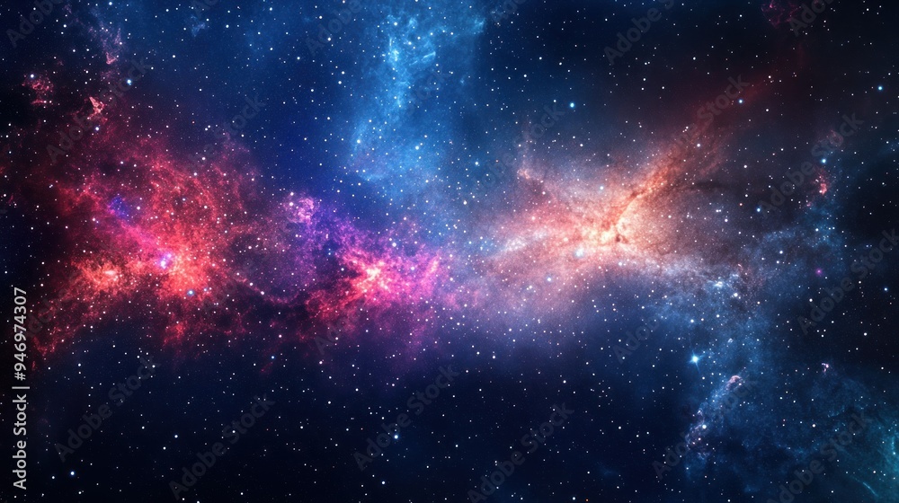 Fototapeta premium Cosmic Nebula with Scattered Stars and Glowing Gas Clouds