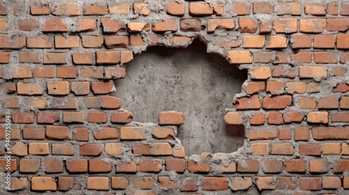 Old Brick Wall with Large Hole