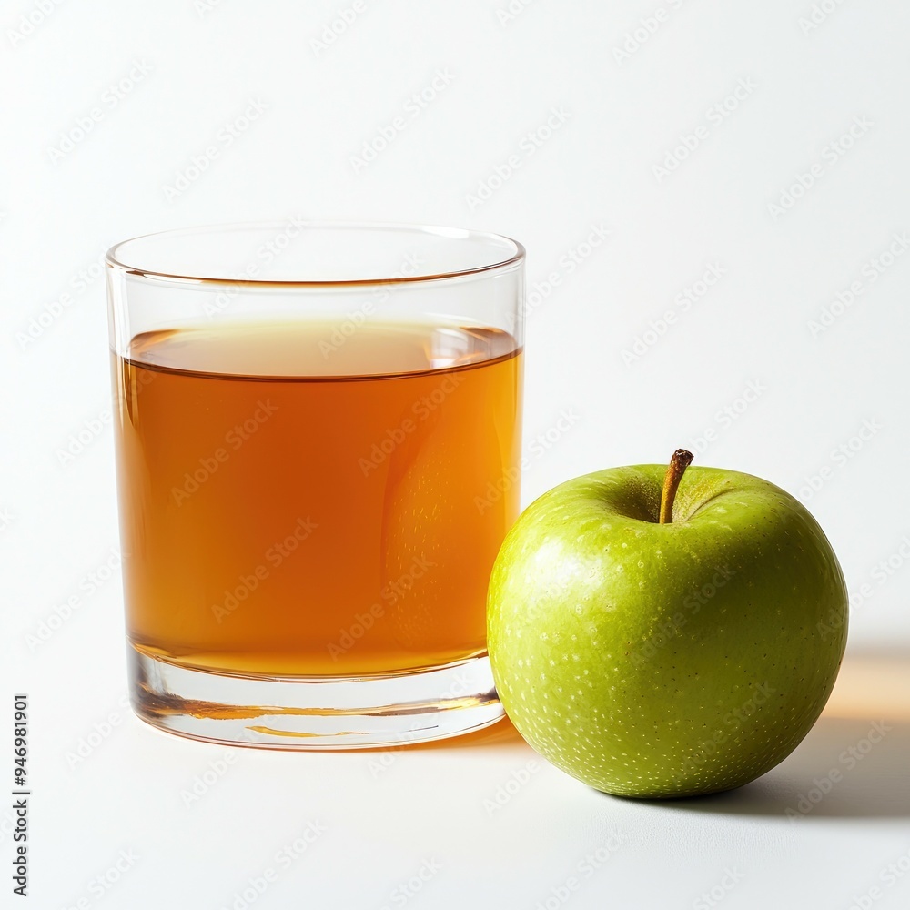 Glass of Apple Juice and a Green Apple Glass of Apple Juice and a Green Apple