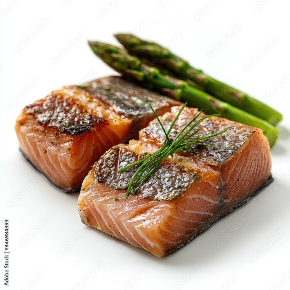 Grilled Salmon Fillets with Asparagus and Herbs Grilled Salmon Fillets with Asparagus and Herbs