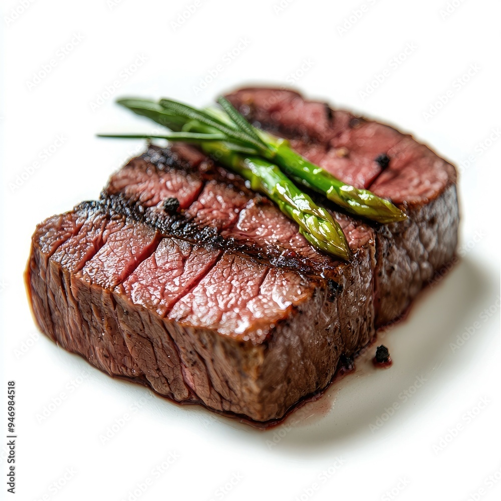Grilled Steak with Asparagus and Rosemary Garnish Grilled Steak with Asparagus and Rosemary Garnish