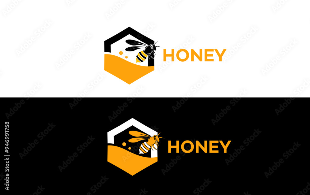 honey bee logo vector template illustration design