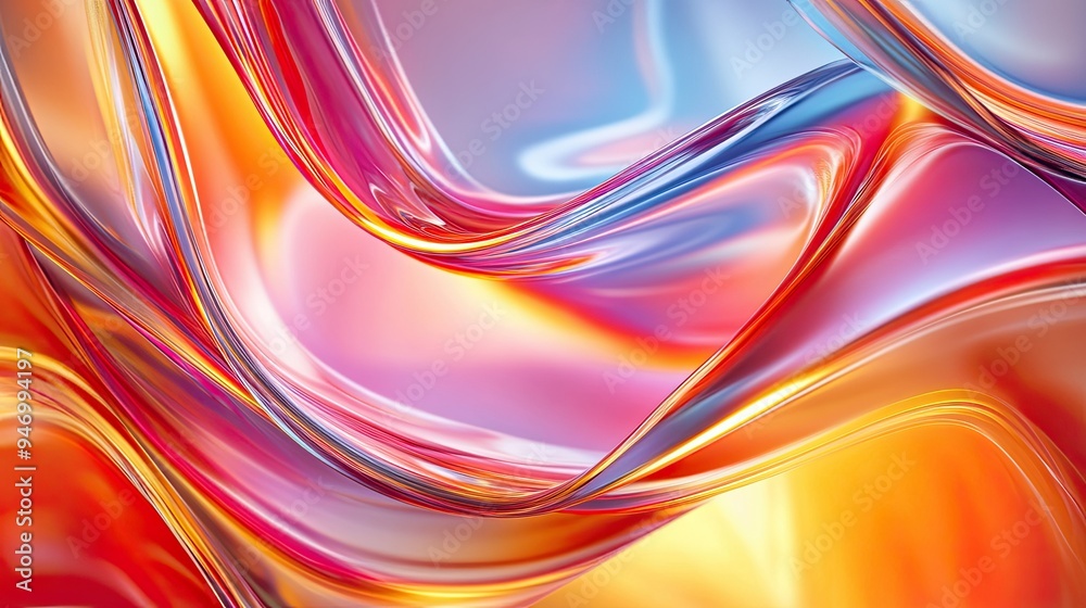 Bright glass waves and smooth gradients in a fluid 3D texture, creating an abstract, colorful background. Bright glass waves and smooth gradients in a fluid 3D texture, creating an abstract, colorful background.