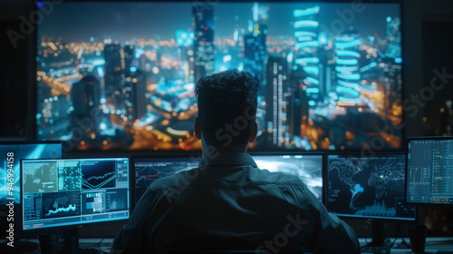 Futuristic cyber hacker operating under the guise of Anonymous, employs advanced algorithms to infiltrate cybersecurity systems and exploit vulnerabilities in password security. Concept : Cyber Hacker