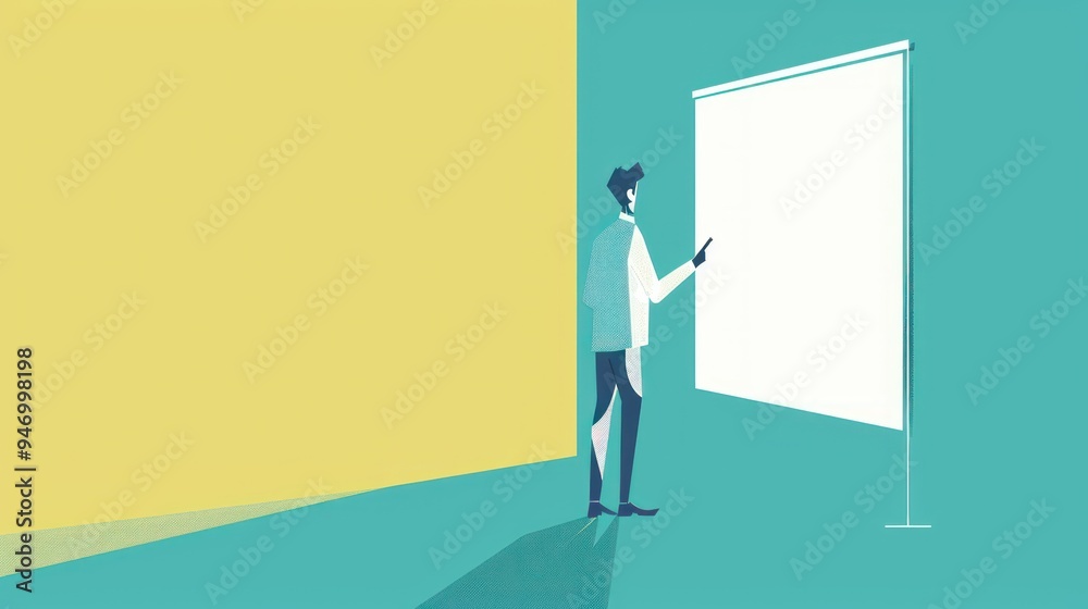 Businessman presenting on whiteboard. Businessman presenting on whiteboard.