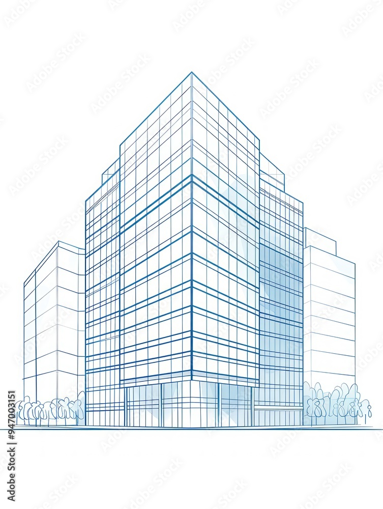Fototapeta premium Modern Architecture Building Outline.