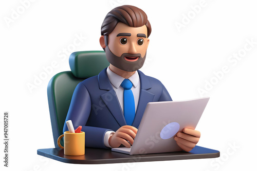 Stressed Financial Officer Analyzing Reports - Conceptual Image of a Worried Financial Manager Reviewing Financial Data with Intense Focus and Responsibility, Emphasizing the Pressures of Financial Ma