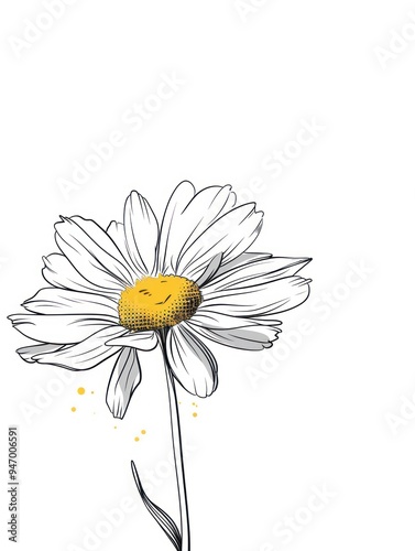 Wallpaper Mural Black and white daisy flower with yellow center. Torontodigital.ca