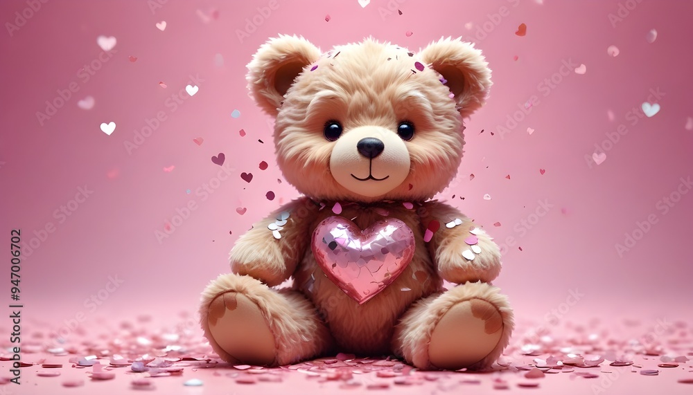 Cute Teddy Bear Heart Sprinkles Valentines Day Love Digital Painting Cute Teddy Bear Heart Sprinkles Valentines Day Love Digital Painting