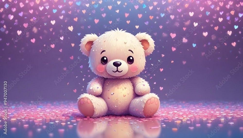 Cute Pink Teddy Bear Heart Sprinkles Valentines Day Love Digital Painting Cute Pink Teddy Bear Heart Sprinkles Valentines Day Love Digital Painting