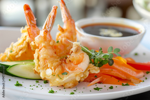 fried shrimp on a plate tempura entree of shrimp