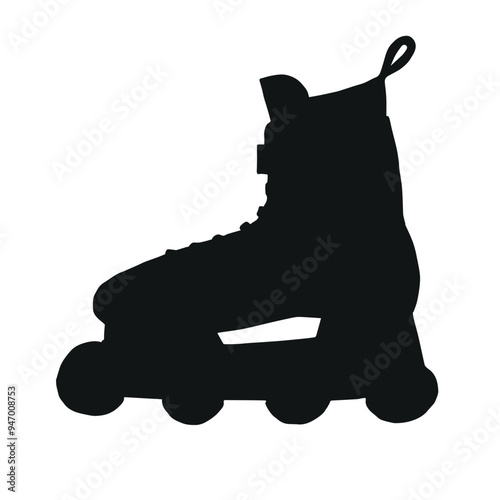 Vector hand drawn sketch doodle roller skate silhouette isolated on white background