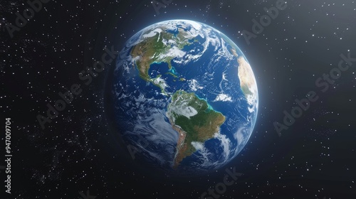 The image depicts the striking blue planet Earth, showcasing its vast oceans and continents from the vast expanse of outer space, highlighting its unique status as a haven for life in the universe.