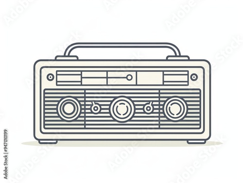 Retro Radio Icon Illustration.