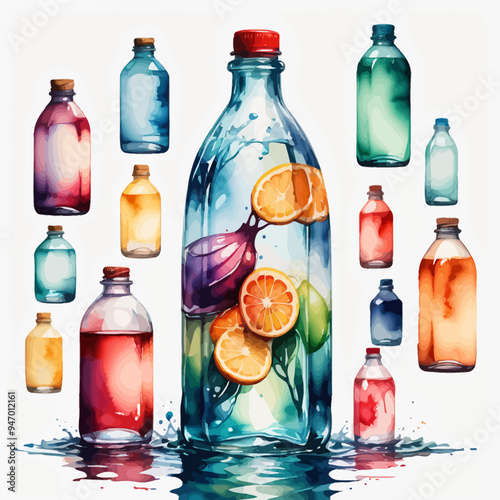 Bottle Ilustration Painting Background Very Cool