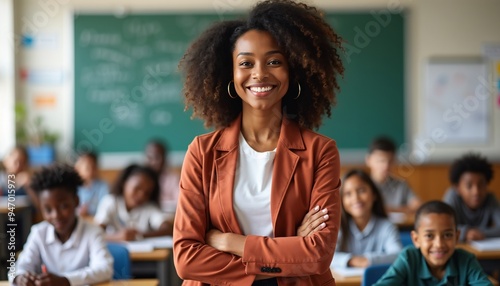 Positive learning environment with African American teacher on World Teachers' Day