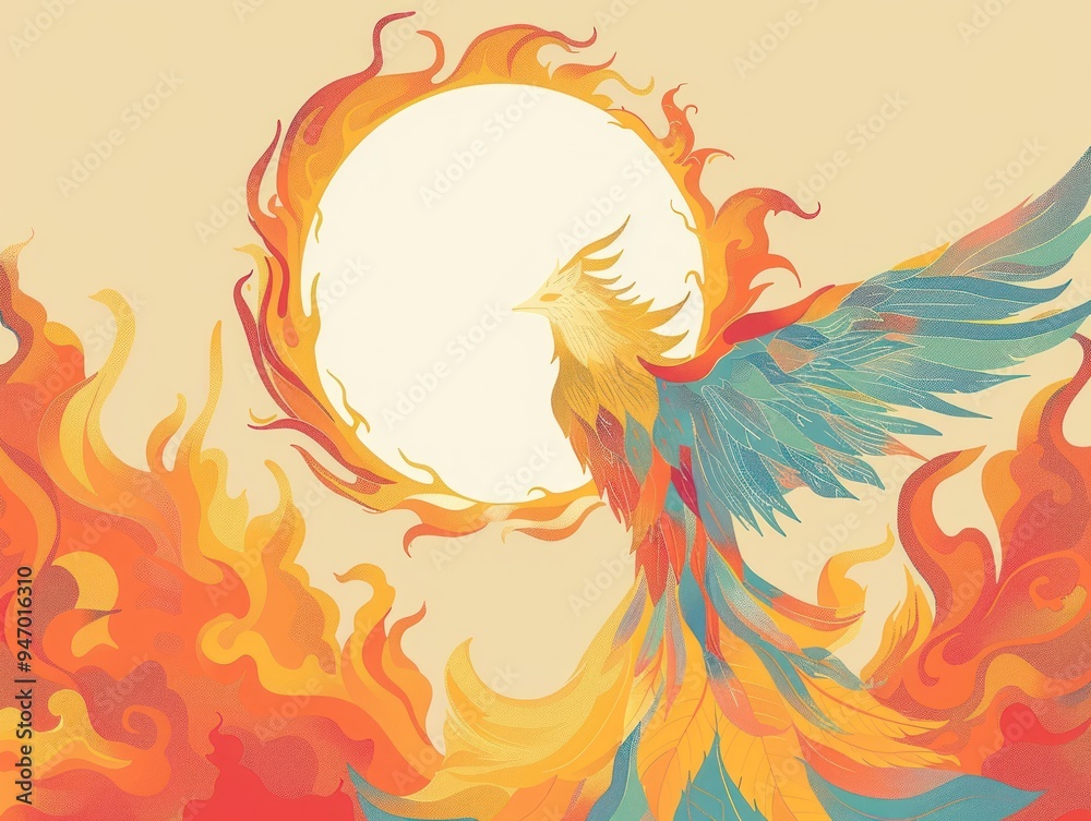 Fototapeta premium Phoenix Rising From Flames.