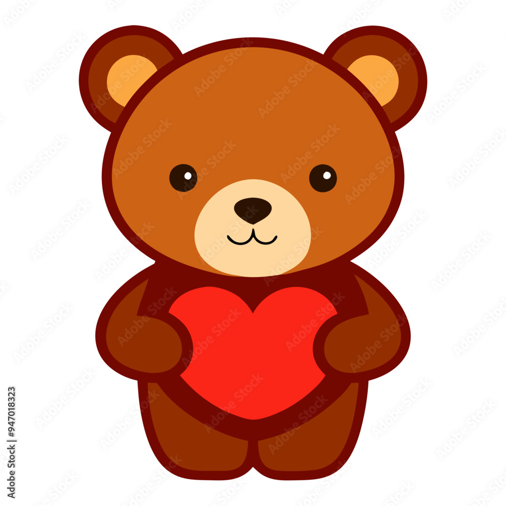 Cute teddy bear holding a heart isolated on a transparent background. Cute teddy bear holding a heart isolated on a transparent background.