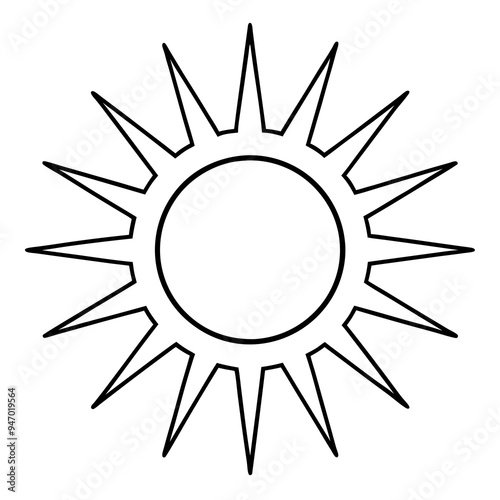 Simple sun with clear radiating rays creates a bold yet understated focal point in your art 