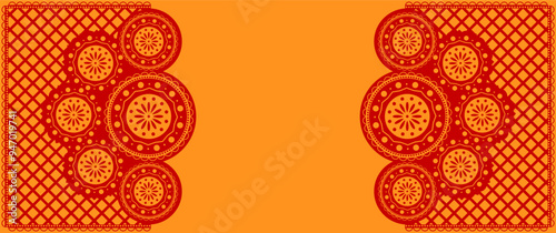 Vector. Web banner, poster, cover, splash screen, social media, backgraund with copy space for your text. Perforated bright patterns Papel Picado, floral pattern. National Hispanic Heritage Month. 