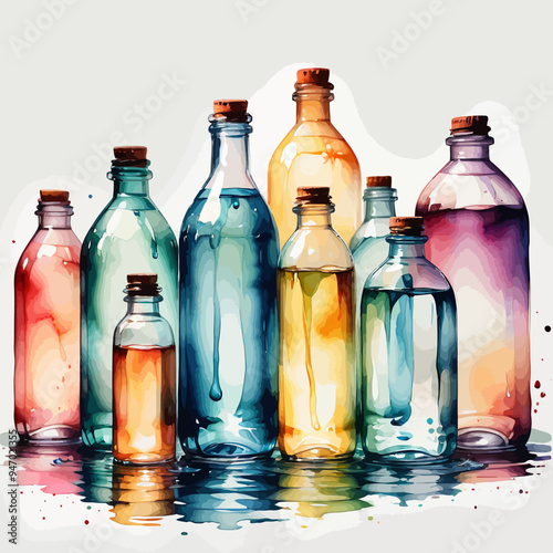 Bottle Ilustration Painting Background Very Cool