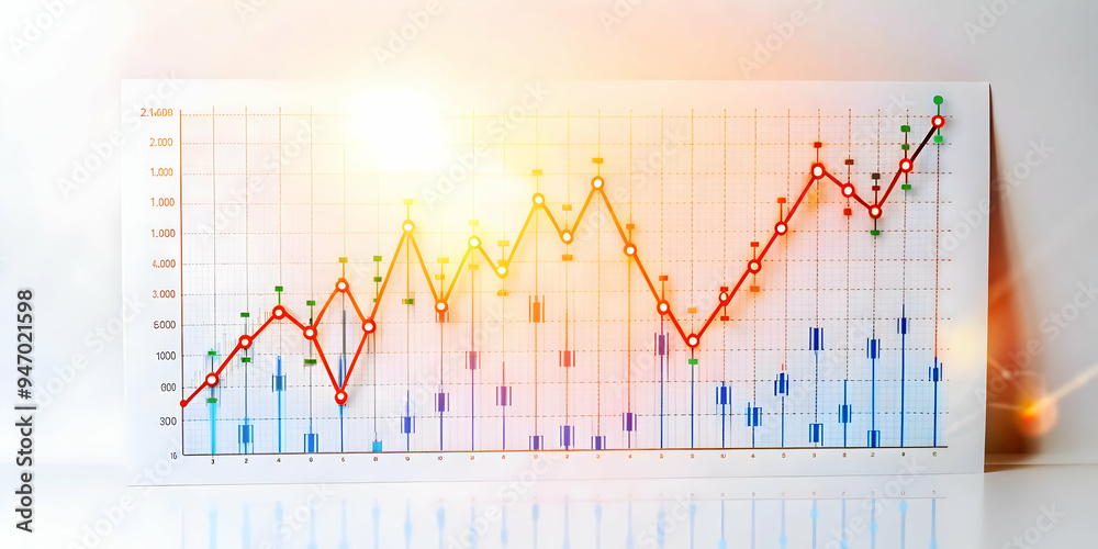 Flat Glowing Abstract Financial Report with Rising and Falling Data Points - Market Volatility Symbolized in Smart Business Vector Illustration - 123 characters Flat Glowing Abstract Financial Report with Rising and Falling Data Points - Market Volatility Symbolized in Smart Business Vector Illustration - 123 characters