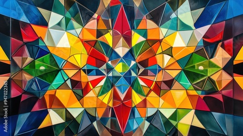 Abstract Geometric Painting with Vibrant Colors