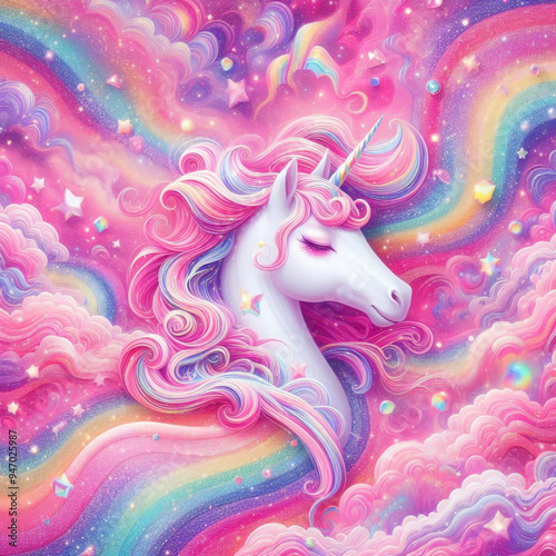 unicorn galaxy pattern pastel cloud and sky with glitter cute bright paint like candy background theme concept to montage or present your product for women girls in princess style	