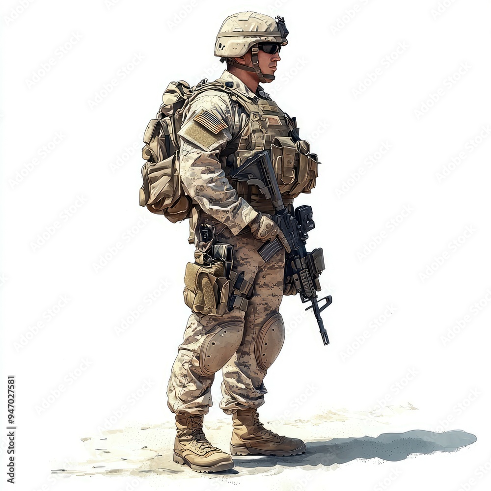 A Soldier in Camouflage Gear Holding a Rifle A Soldier in Camouflage Gear Holding a Rifle