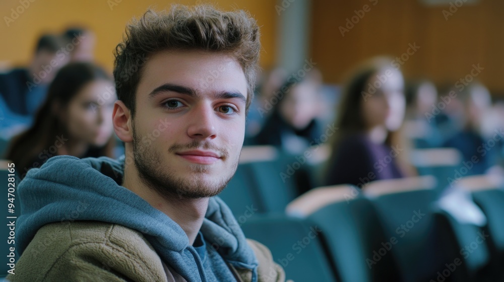 Fototapeta premium Contemplative Student in Classroom