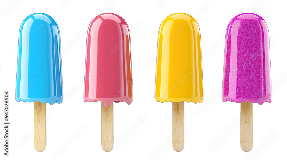 Set of Colorful Summer Popsicles, ice cream isolate on Transparency Background Set of Colorful Summer Popsicles, ice cream isolate on Transparency Background