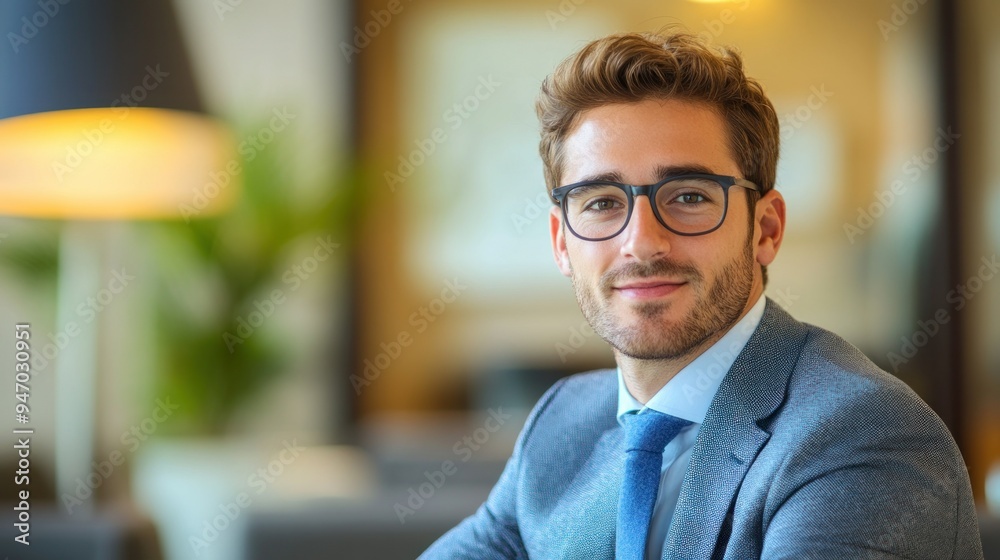 Portrait of a Young Man Wearing Glasses and a Suit Portrait of a Young Man Wearing Glasses and a Suit