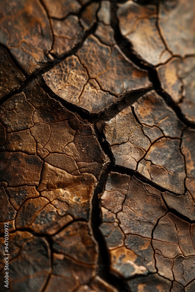 Close-up view of cracked and weathered earth with various shades of brown, highlighting a detailed pattern of parched, dry texture Close-up view of cracked and weathered earth with various shades of brown, highlighting a detailed pattern of parched, dry texture