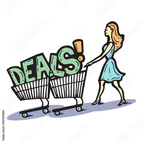 woman_pushing_shopping_carts_with_deals
