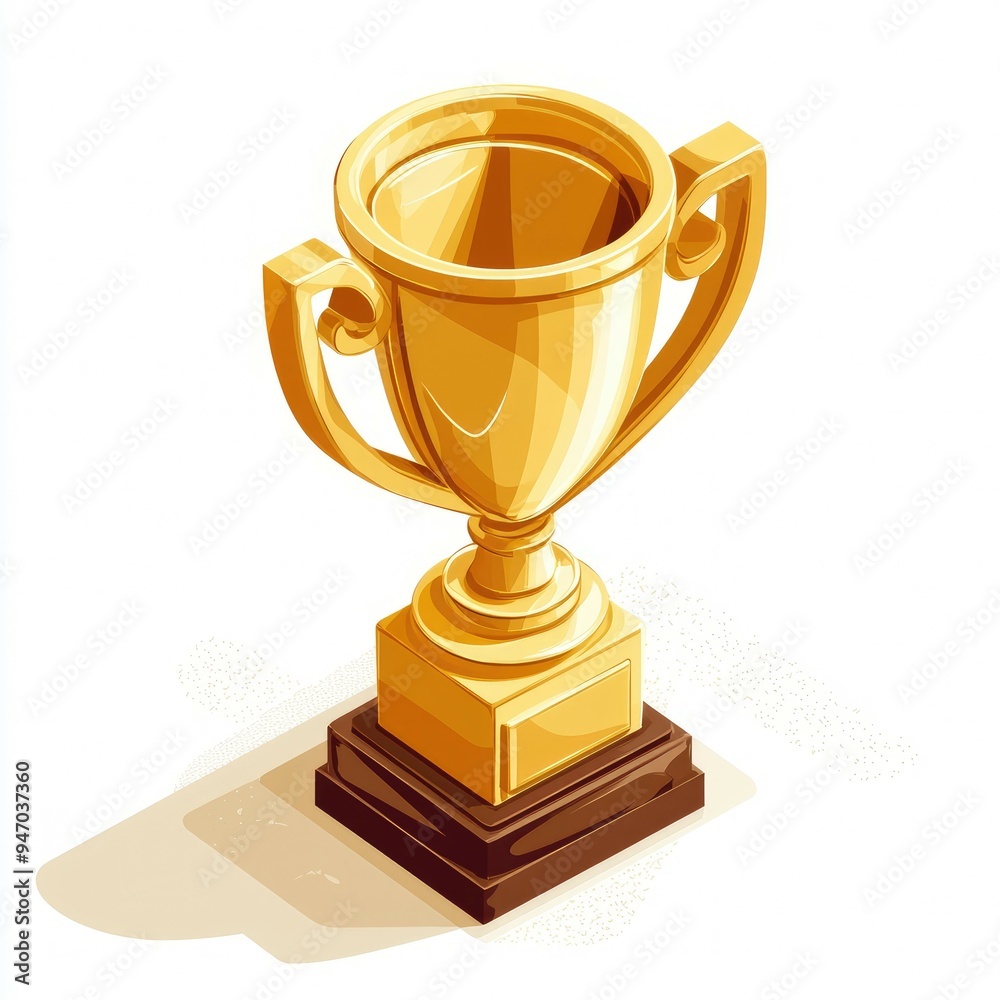 Golden Trophy Cup on a Wooden Base Golden Trophy Cup on a Wooden Base