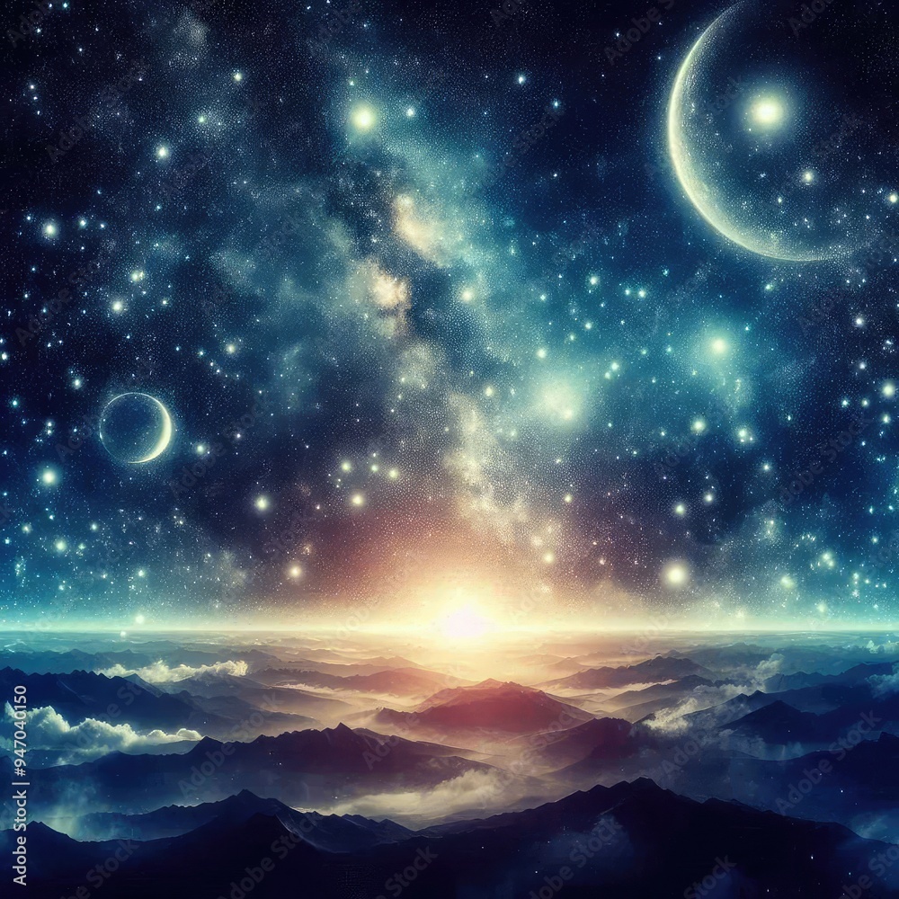 Vast cosmos filled with countless stars with Concept of a starry night Vast cosmos filled with countless stars with Concept of a starry night
