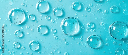 Abstract Close-Up of Clear Bubbles on a Light Blue Background