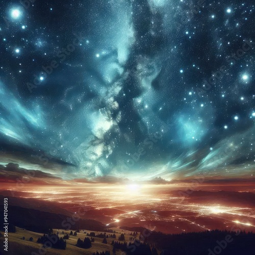 Vast cosmos filled with countless stars with Concept of a starry night