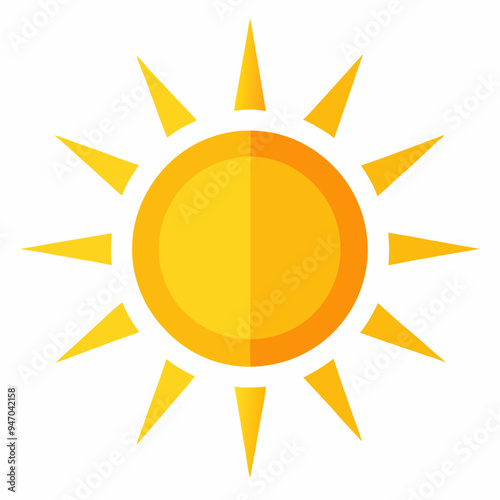 Bright sun icon vector design features a sunburst symbol radiating warmth and positivity
 photo