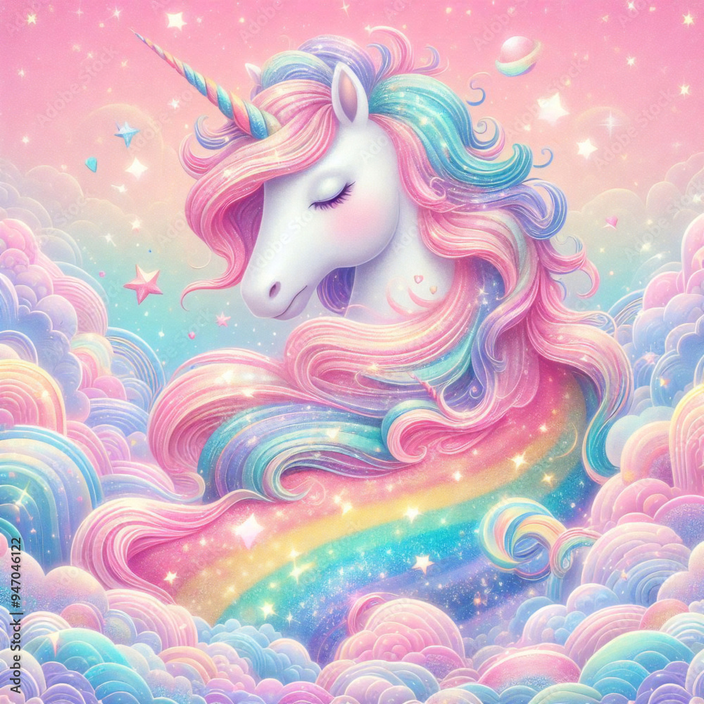 Rainbow unicorn pastel background with glitter stars. Pink fantasy sky. Holographic space with bokeh. Fairy iridescent gradient backdrop. Vector Rainbow unicorn pastel background with glitter stars. Pink fantasy sky. Holographic space with bokeh. Fairy iridescent gradient backdrop. Vector