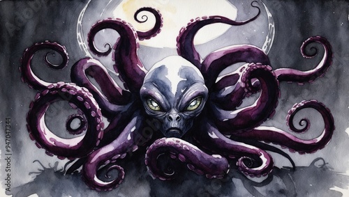 watercolor octopus on white background. high quality illustration