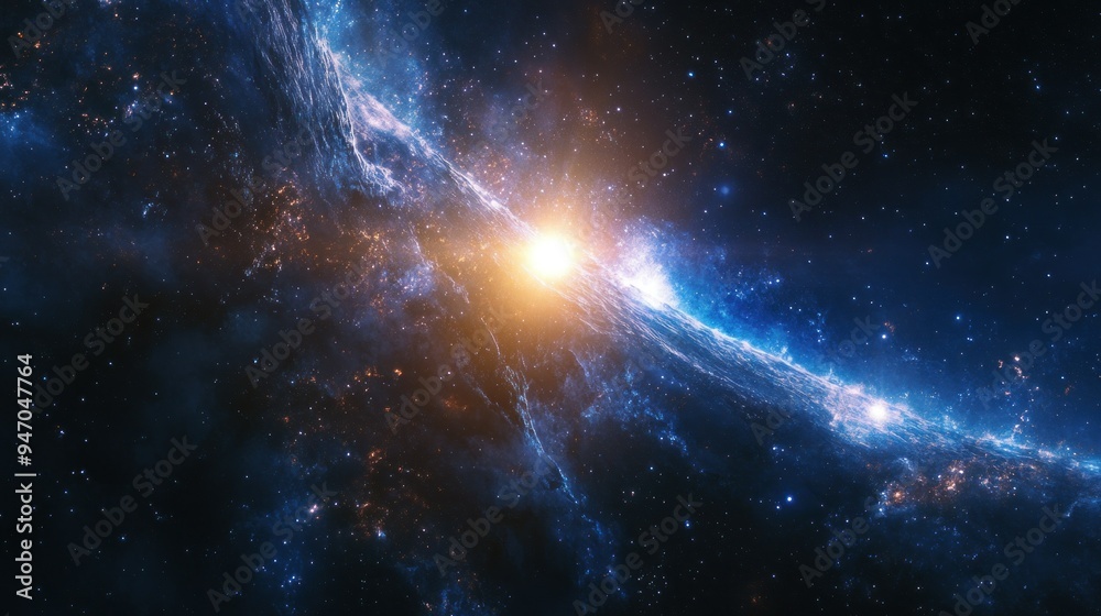 Fototapeta premium A Celestial Spiral Galaxy with a Bright Star in the Center