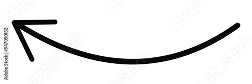 Long arrows icon. Long curved hand drawn arrow isolated. 