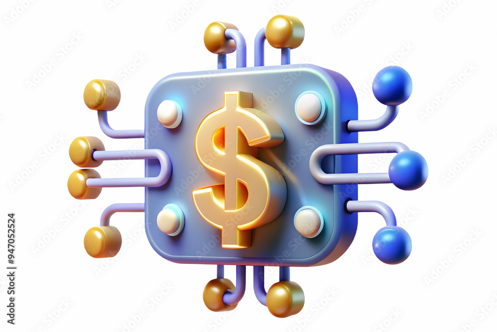 Glowing abstract circuit forming a dollar sign with streaming data concept representing finance and technology integration, digital finance flow highlighted as camera moves along the circuit - Photo S Glowing abstract circuit forming a dollar sign with streaming data concept representing finance and technology integration, digital finance flow highlighted as camera moves along the circuit - Photo S