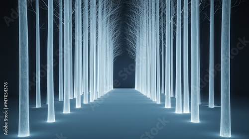 A mystical forest path illuminated by glowing trees, creating an enchanting atmosphere for nature lovers and dreamers.