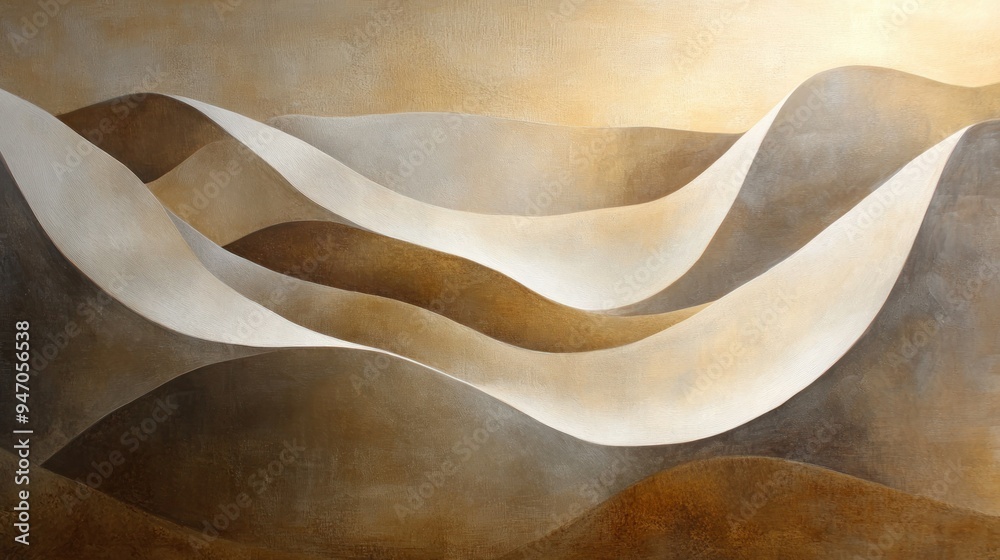 Abstract Curving Landscape in Beige, Brown, and White Hues Abstract Curving Landscape in Beige, Brown, and White Hues
