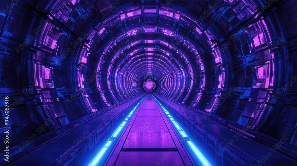 Building art in electric blue and magenta, featuring symmetrical circular patterns and futuristic font design, dynamic 3D rendering Building art in electric blue and magenta, featuring symmetrical circular patterns and futuristic font design, dynamic 3D rendering